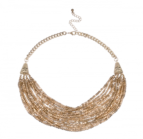 Multi-Strand Worn Gold Necklace