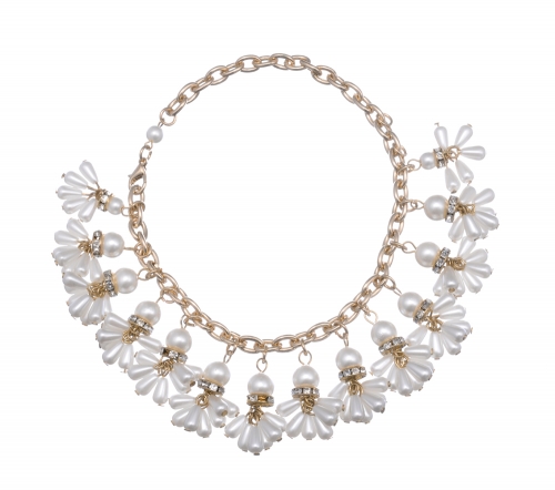 Bridesmaid jewelry Women's White Pearl Statement Necklace