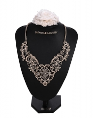 Women's Metallic Lace Statement Necklace 16''