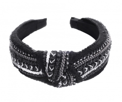 Vintage Black Beaded Headband Women's Hair Accessories