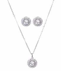 Bridal Fashion Jewelry Sets For Women Cubic Zirconia Pendant & Stud Earrings Set