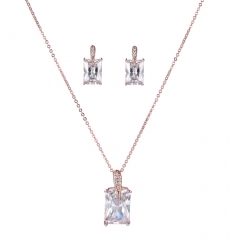 Bridal Fashion Jewelry Sets For Women Cubic Zirconia Pendant & Stud Earrings Set