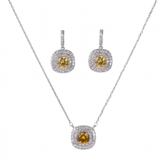 Bridal Fashion Jewelry Sets For Women Cubic Zirconia Pendant & Stud Earrings Set