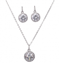 Bridal Fashion Jewelry Sets For Women Cubic Zirconia Pendant & Stud Earrings Set