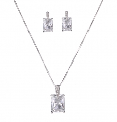 Bridal Fashion Jewelry Sets For Women Cubic Zirconia Pendant & Stud Earrings Set