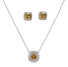 Bridal Fashion Jewelry Sets For Women Cubic Zirconia Pendant & Stud Earrings Set