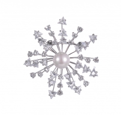 White Crystal Snowflake Snow Flake Winter Xmas Christmass Brooch Pin