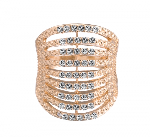 Multi-Row Stone Gold Ring