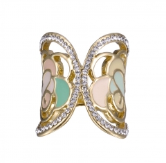 Floral Gold Enamel Ring