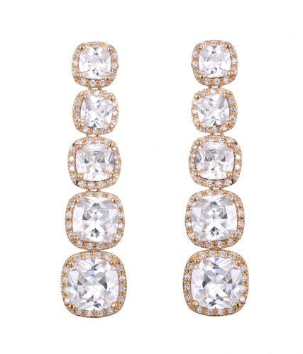 Cushion Cut Drop Earrings Cubic Zirconia Stud Earrings