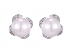 BRIDAL WEDDING PEARL & CUBIC ZIRCONIA EARRINGS