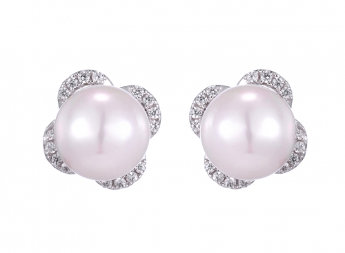 BRIDAL WEDDING PEARL & CUBIC ZIRCONIA EARRINGS