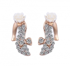 Gold Tone & Crystal Stiletto Heel Stud Earrings