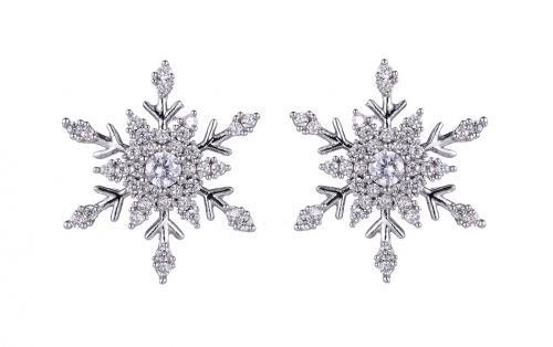 Cubic Zirconia Snowflake Earrings