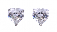 Cubic Zirconia Heart Stud Earrings