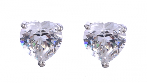 Cubic Zirconia Heart Stud Earrings