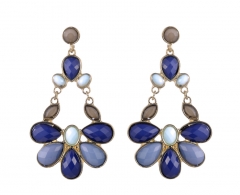 Gold-Tone Multi-Stone Chandelier Earrings