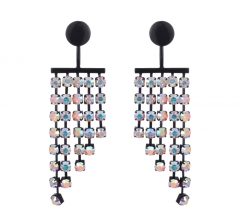 Crystal-Embellished Cup-Chain Fringe Earrings