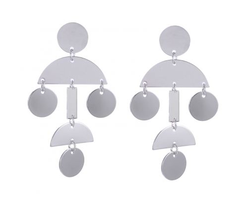 Silver Disc Cluster Earrings