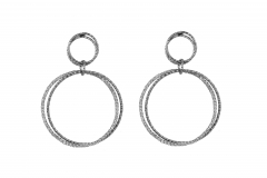 Double Circle Earring in Rhodium