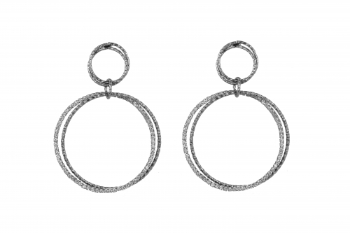 Double Circle Earring in Rhodium