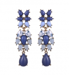 Chandelier Marble Drops Chunky Blue Earrings