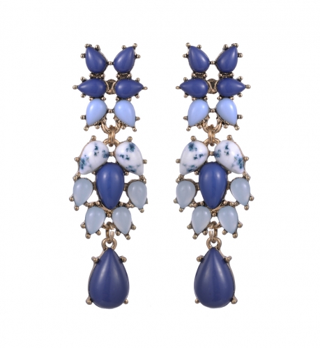 Chandelier Marble Drops Chunky Blue Earrings