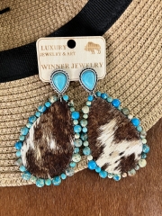 Handcrafted Leather Concho Earrings in Navajo