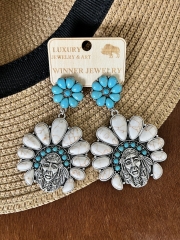 Concho Indian Head Buffalo Nickel Earrings