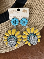 Concho Indian Head Buffalo Nickel Earrings