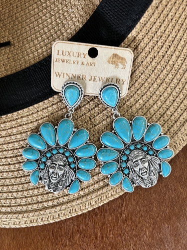 Concho Indian Head Buffalo Nickel Earrings