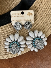 Concho Indian Head Buffalo Nickel Earrings